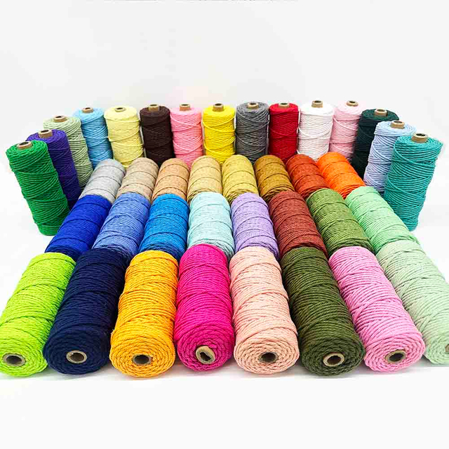 Fiasrel 3mm 110Yards Twisted Cotton String Rope Macrame Twine Cord