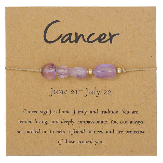 Fiasrel Jewelry Handmade Braided Adjustable Zodiac Charm Bracelet 12 Zodiac Sign Stone Beaded Bracelet
