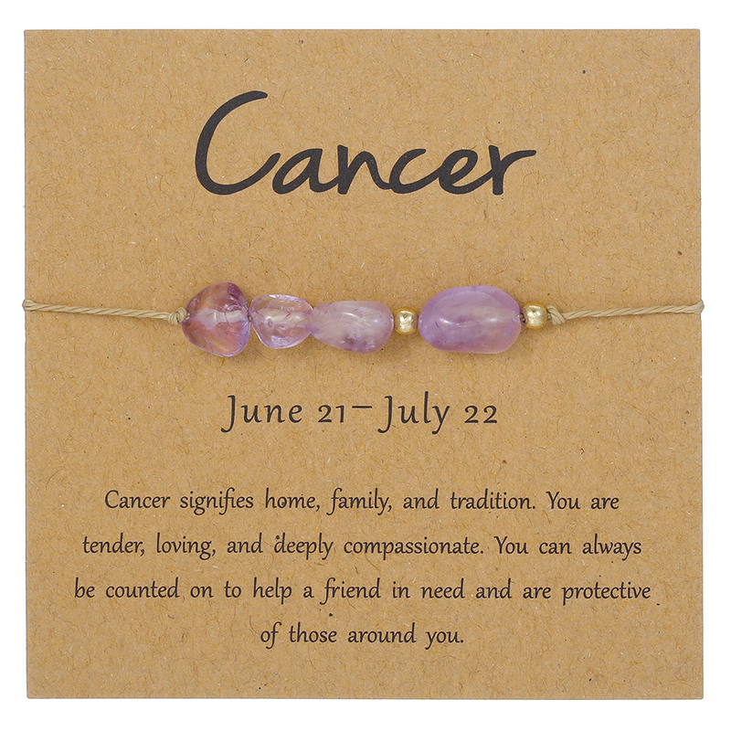 Fiasrel Jewelry Handmade Braided Adjustable Zodiac Charm Bracelet 12 Zodiac Sign Stone Beaded Bracelet