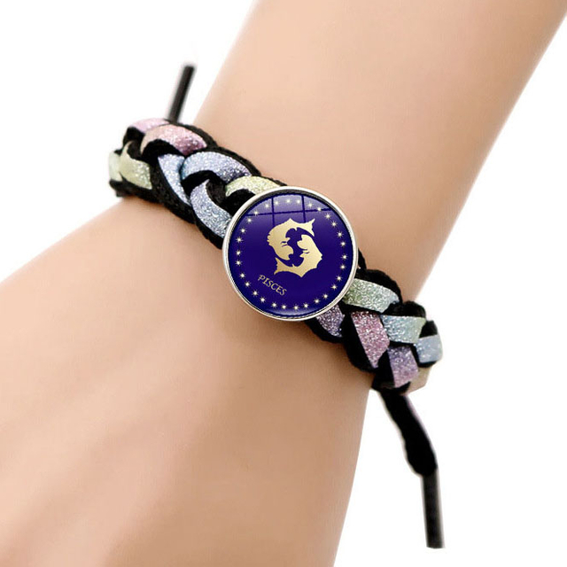 Fiasrel Twelve Constellation Bracelet Multi-Layered Luminous Reflective Alloy Bracelets