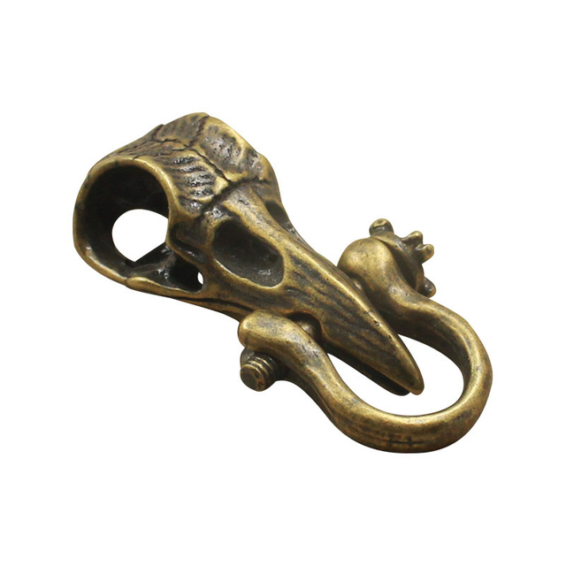 Fiasrel Brass EDC Bird Head Skull Keychain DIY Accessories Paracord Bead Retro Brass DIY Keychain Clasps