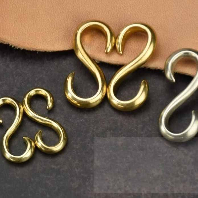 Fiasrel 5pcs 13*27mm Keychain Wallet Leather Craft Belt Clip Brass S Hook