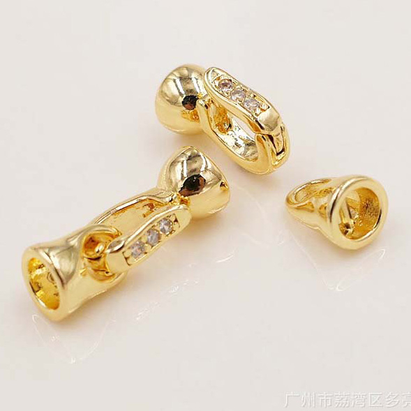 Fiasrel 2pcs 18K Gold Plated Spring Clasp Ladies Zircon Bracelet Pearl Connector Brass Toggle Jewellery Clasps