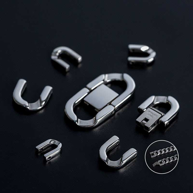 Fiasrel 5pcs Stainless Steel Jewelry Cuban Chain Buckle DIY Hand Assembled Buckle Jewelry Making Clasp