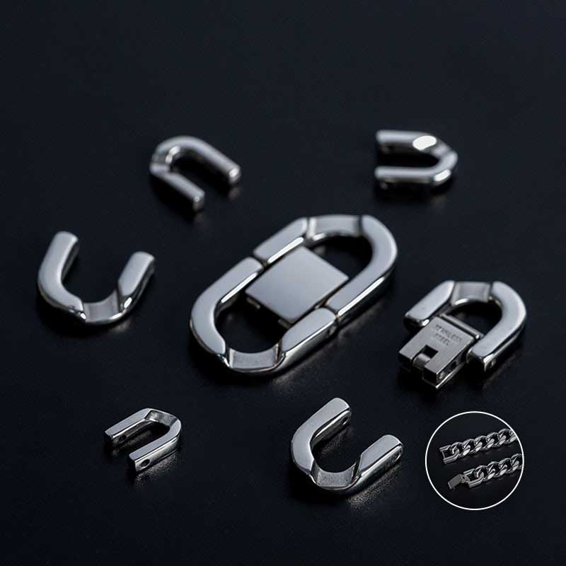 Fiasrel 5pcs Stainless Steel Jewelry Cuban Chain Buckle DIY Hand Assembled Buckle Jewelry Making Clasp