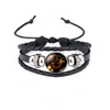 Fiasrel Handmade Adjustable PU Leather Charm Glow In Dark Horoscope 12 Zodiac Signs Bracelet