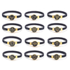 Fiasrel 12 Constellations Zodiac Sign Charm Rope Leather Adjustable Cord Bracelet Titanium Steel Retro Black Rope Bracelet
