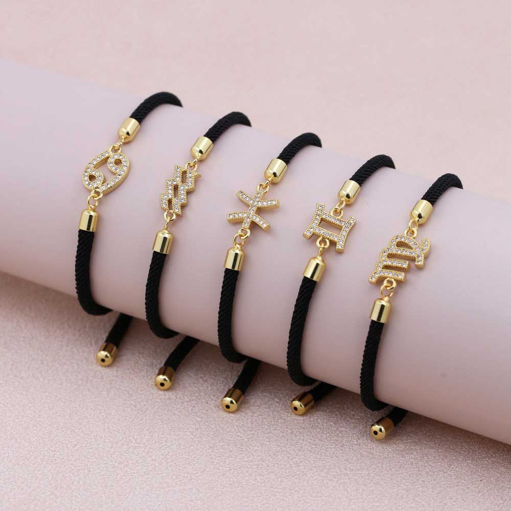 Fiasrel Woven Colourful Adjustable Bracelet 12 Constellations Bracelet Gifts