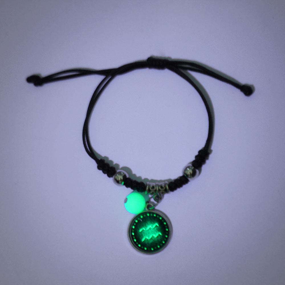 Fiasrel Luminous 12 Zodiac Signs Birthday Gift Bracelet Valentine's Day Couple Best Friends Handwoven Bracelet