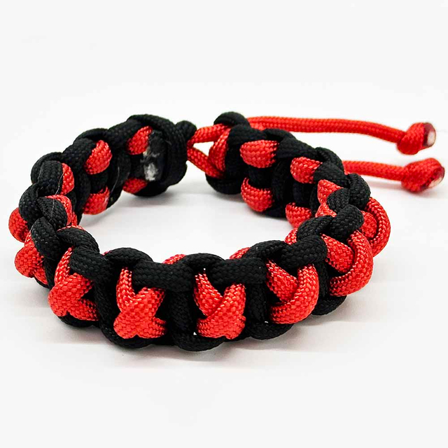 Fiasrel Jewelry Awareness Charm Red Black Ribbon Wristband 550 Survival Paracord Bracelets