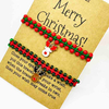 Fiasrel 2pcs/set Christmas Bracelet Set Handmade Santa Claus Deer Charms Beaded Stretch Xmas Bracelets