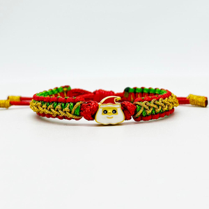 Fiasrel Handmade Macrame Rope Adjustable Braided Christmas Bracelets With Santa Claus