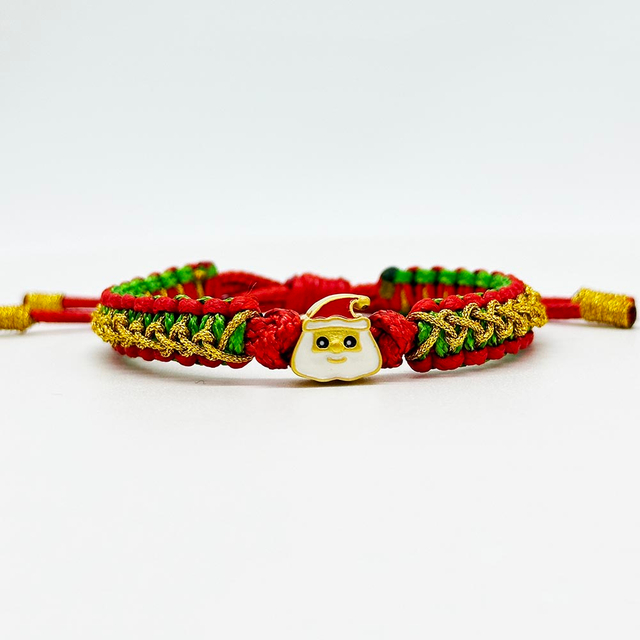 Fiasrel Handmade Macrame Rope Adjustable Braided Christmas Bracelets With Santa Claus