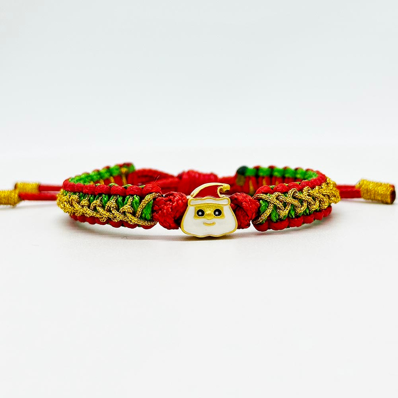 Fiasrel Handmade Macrame Rope Adjustable Braided Christmas Bracelets With Santa Claus