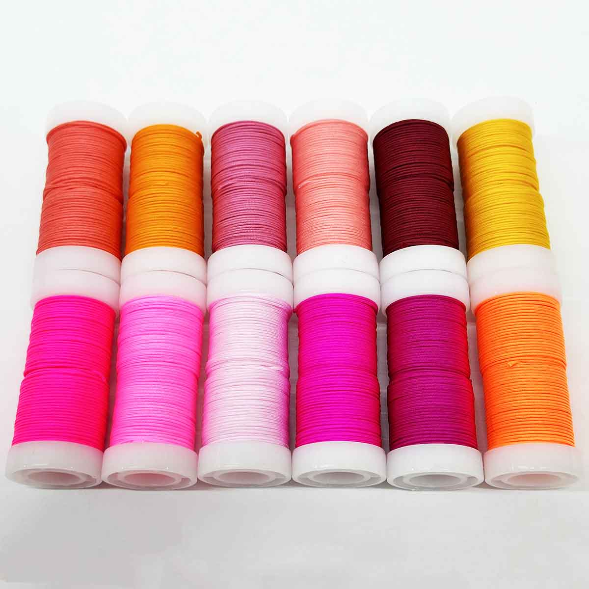 Fiasrel No.72 0.8mm 12rolls/set Pink Series DIY Jewelry Bracelet Accessories Jade Jewelry Thread String