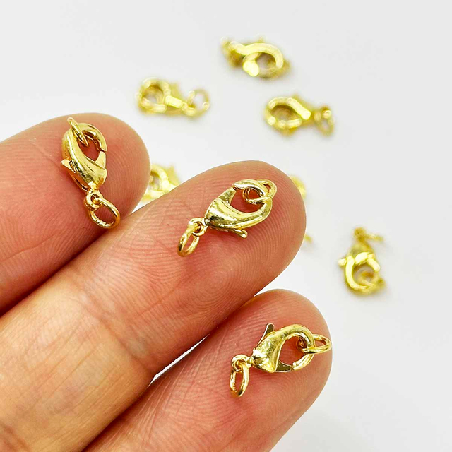Fiasrel 10pcs Lobster Spring Clasp for Bracelet Necklace Jewelry Making 