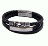 Fiasrel Stainless Steel Charm Leather Woven Vintage Creative Multi-layer Stainless Steel Bracelet with Magnet Clasp