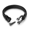 Fiasrel Leather Rope Braided Horseshoe Buckle Stainless Steel Bracelet Men's Accessories Titanium Steel Vintage Jewelry