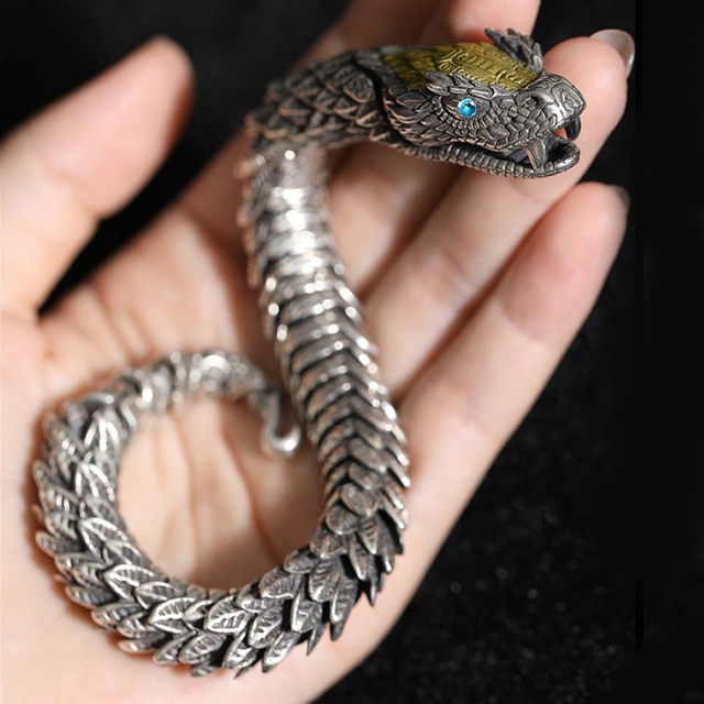 Fiasrel Serpentine Bracelet Men's Fashion ins Domineer Personality Retro Zodiac Collection Level Snake Bracelet Jewelry