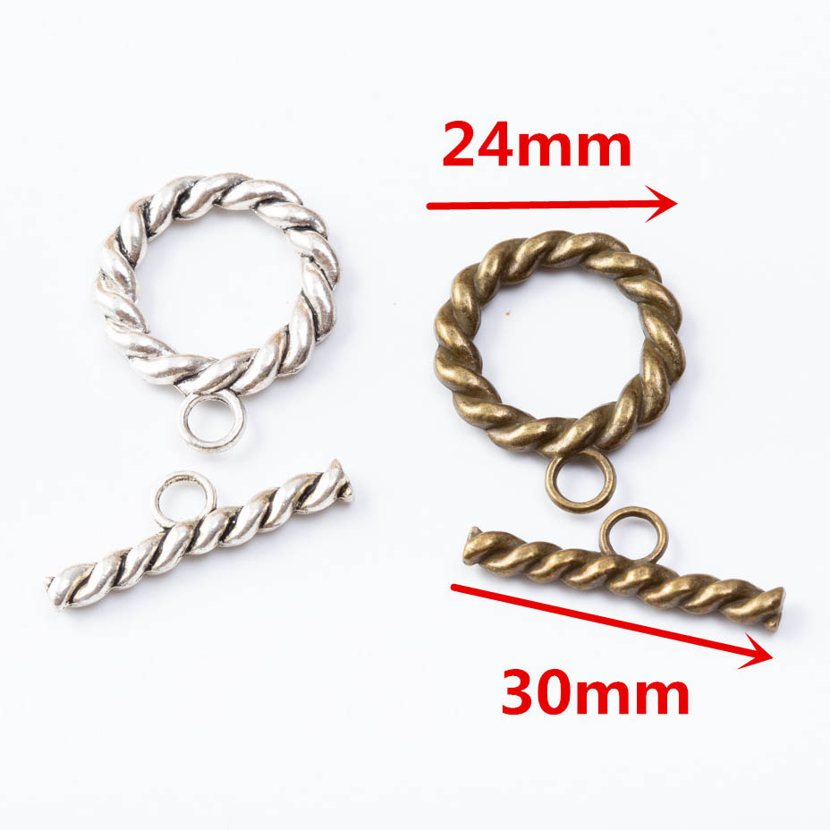 Fiasrel 10pcs DIY Jewelry Making Necklace Hooks Bracelets Connectors Simple Twist OT Toggle Clasp