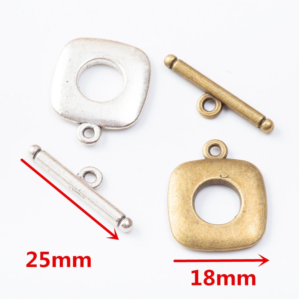 Fiasrel 10pcs Toggle Clasps Findings Buckle Connector Bracelet Necklace Jewelry Making Alloy Square OT Clasps