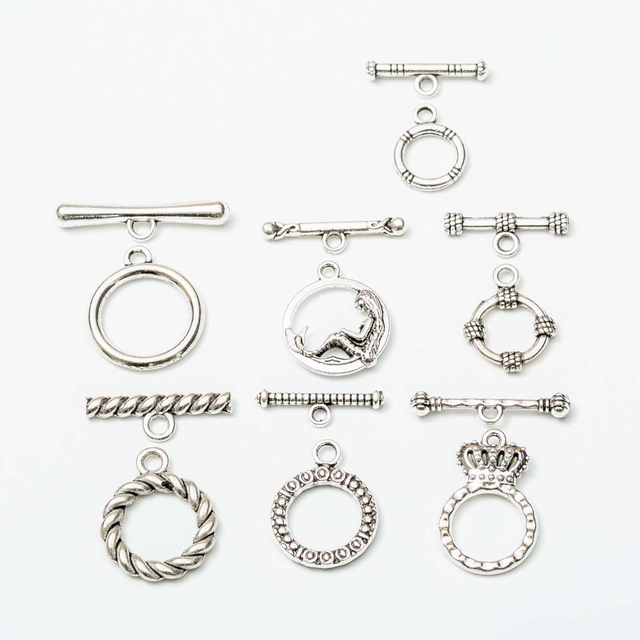 Fiasrel 10pcs DIY Alloy Toggle Clasp Metal Cord Ends Clasp Necklace Bracelet Clasps