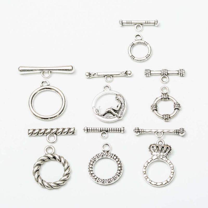 Fiasrel 10pcs DIY Alloy Toggle Clasp Metal Cord Ends Clasp Necklace Bracelet Clasps