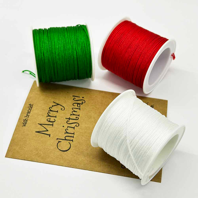 Fiasrel Christmas Thread Kit: 0.6/0.8/1.0/1.5mm 5-20yards Nylon Knot Macrame Cord Rope for DIY Bracelet Necklace Jewelry Making Craft Supplies