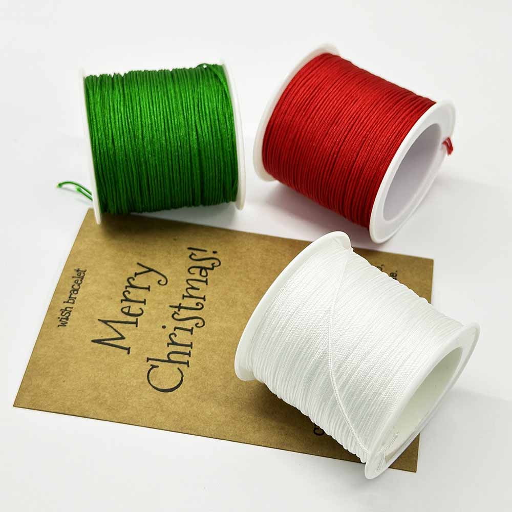 Fiasrel Christmas Thread Kit: 0.6/0.8/1.0/1.5mm 5-20yards Nylon Knot Macrame Cord Rope for DIY Bracelet Necklace Jewelry Making Craft Supplies