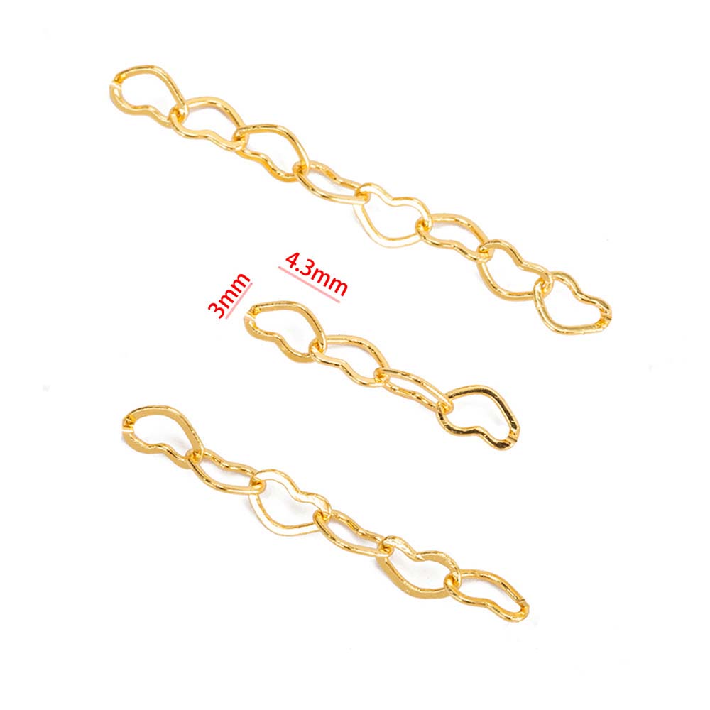 Fiasrel 1m 18K Gold Filled Heart Chain Sterling Silver Filled Heart Chain Bulk Chain for Necklace Bracelet Permanent DIY Jewelry