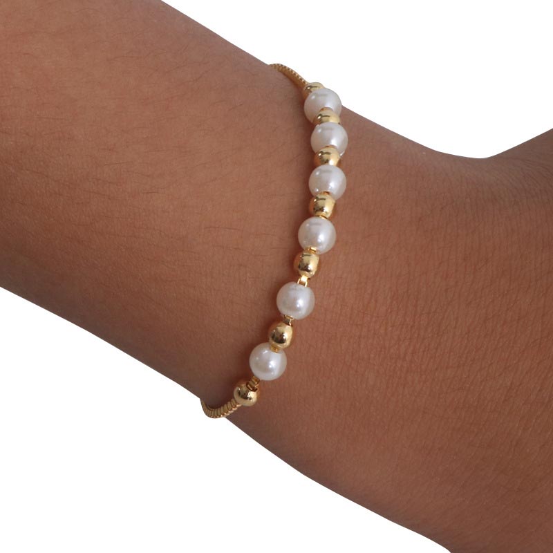 Fiasrel 1m Adjustable Bracelet 18K Gold Plated Anti-allergy Chain Round Beads Pull-out Brass Jewelry Female