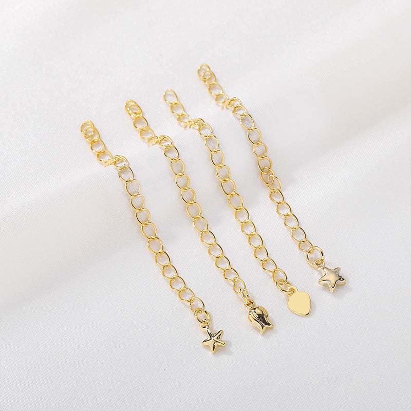Fiasrel 10pcs Color-preserving Ending Chain Copper Gold Plated 14K 18K Lobster Clasp Extension Chain for DIY Jewelry Making Bracelet Necklace