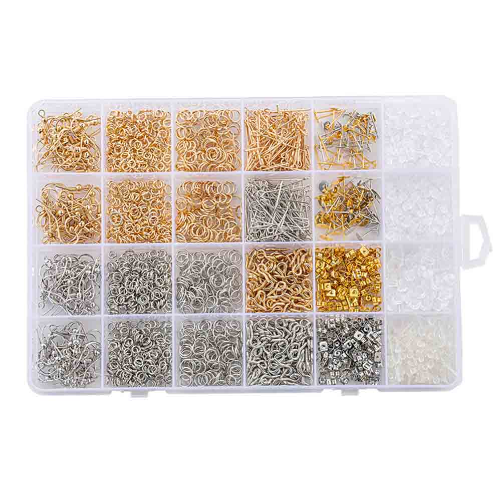 Fiasrel Earring Repair Accessories Set Jewelry Findings Tools Open Jump Rings Hook Kit for Jewelry DIY Making Kit