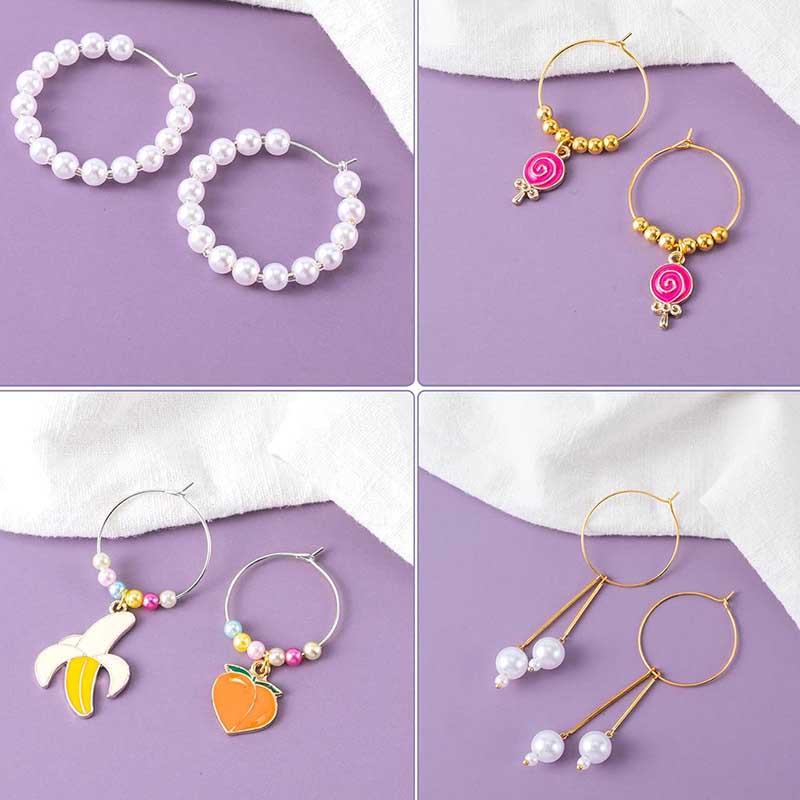 Fiasrel 50pcs Hypoallergenic DIY Jewelry Earring Making Supplies Kit Pure Titanium Earrings Hooks Wine Glass Ring Charms Goblet Drink Glass Charms