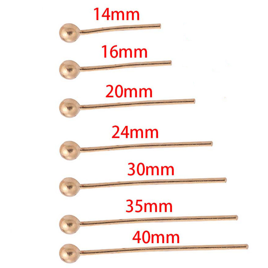 Fiasrel 100pcs DIY Beading Jewelry Making Head Pins Gold Plated Brass Ball Head Needle Pins