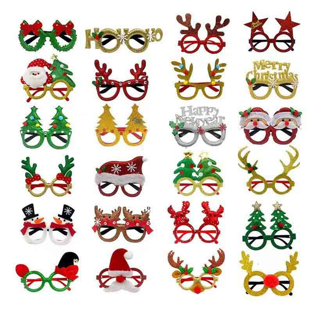 Fiasrel Christmas Ball Party Glasses Adult Children Christmas Tree Deer Horn Ball Eyeglasses