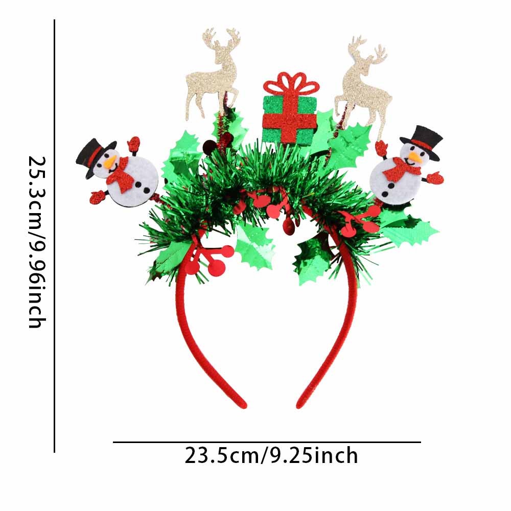 Fiasrel 2pcs Hair Accessories Glitter Christmas Tree Hair Hoop Santa Claus Snowman Hairband Christmas Elk Snowflake Headband