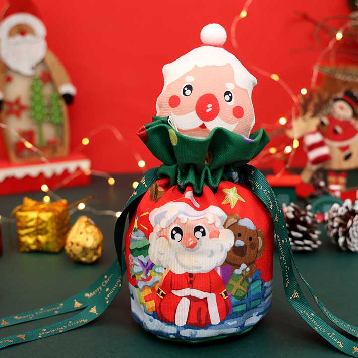 Fiasrel 5pcs Velvet Gift Bag Gift Wrap Christmas Bag Velvet Xmas Eve Candy Box Fruit Drawstring Christmas Reindeer Candy Gift Bag