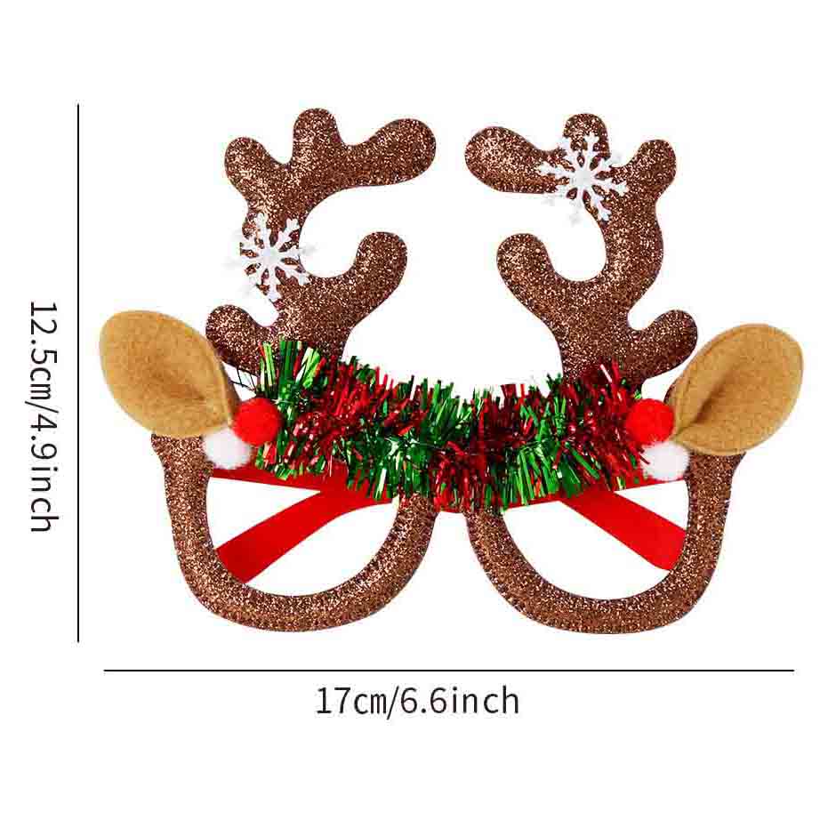 Fiasrel Christmas Glasses Glitter Holiday Party Glasses Frame Christmas Decoration Eyeglasses