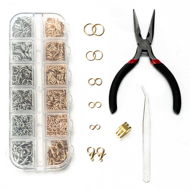 Fiasrel Lobster Buckle Jewelry Buckle Single Ring Open Ring 12 Grid Suit Manual DIY Jewelry Kit
