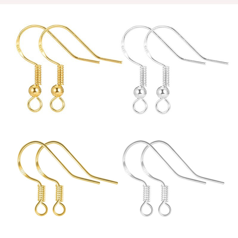 Fiasrel 10Pairs S925 Copper Plated with Sterling Silver Jewelry Findings Earrings Hooks Earrings Pure Ear Hook for Jewellery Making