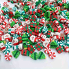 Fiasrel 100pcs Christmas Tree Santa Claus Bracelet Necklace Jewelry Making Flat Polymer Clay Spacer Beads Kit