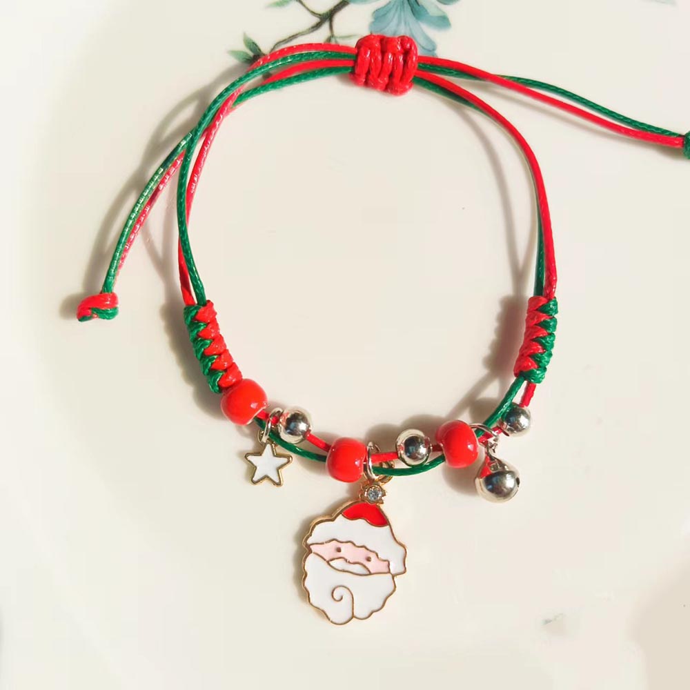 Fiasrel Christmas Bracelets Adjustable Ceramics Beads Santa Deer Charm Bracelets