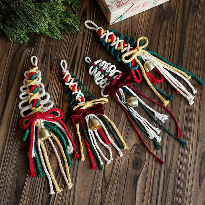 Fiasrel Christmas Braided Rope Braided Bell Door Hanging Wall Hanging Christmas Tree Pendant