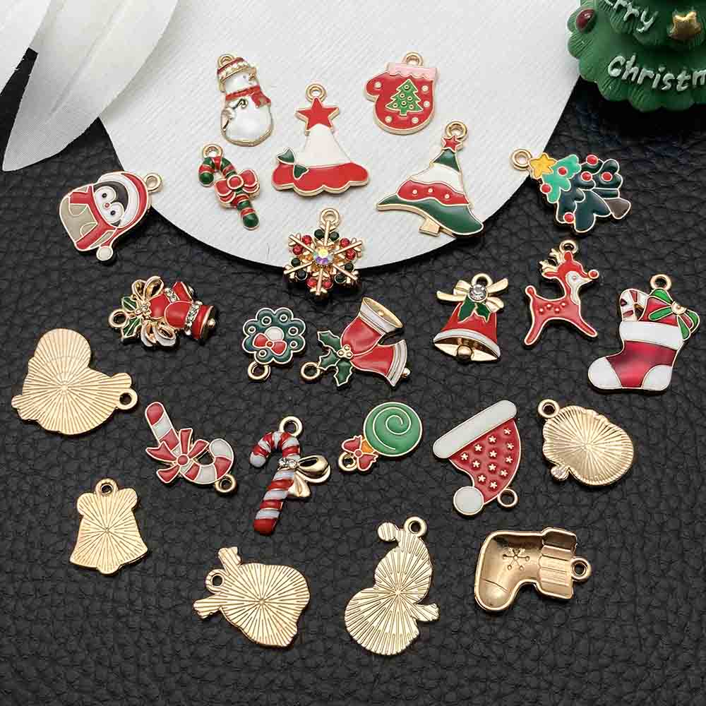 Fiasrel 50/pack Mix 3D Decorations Metal Coloful Christmas Decoration Small Pendant