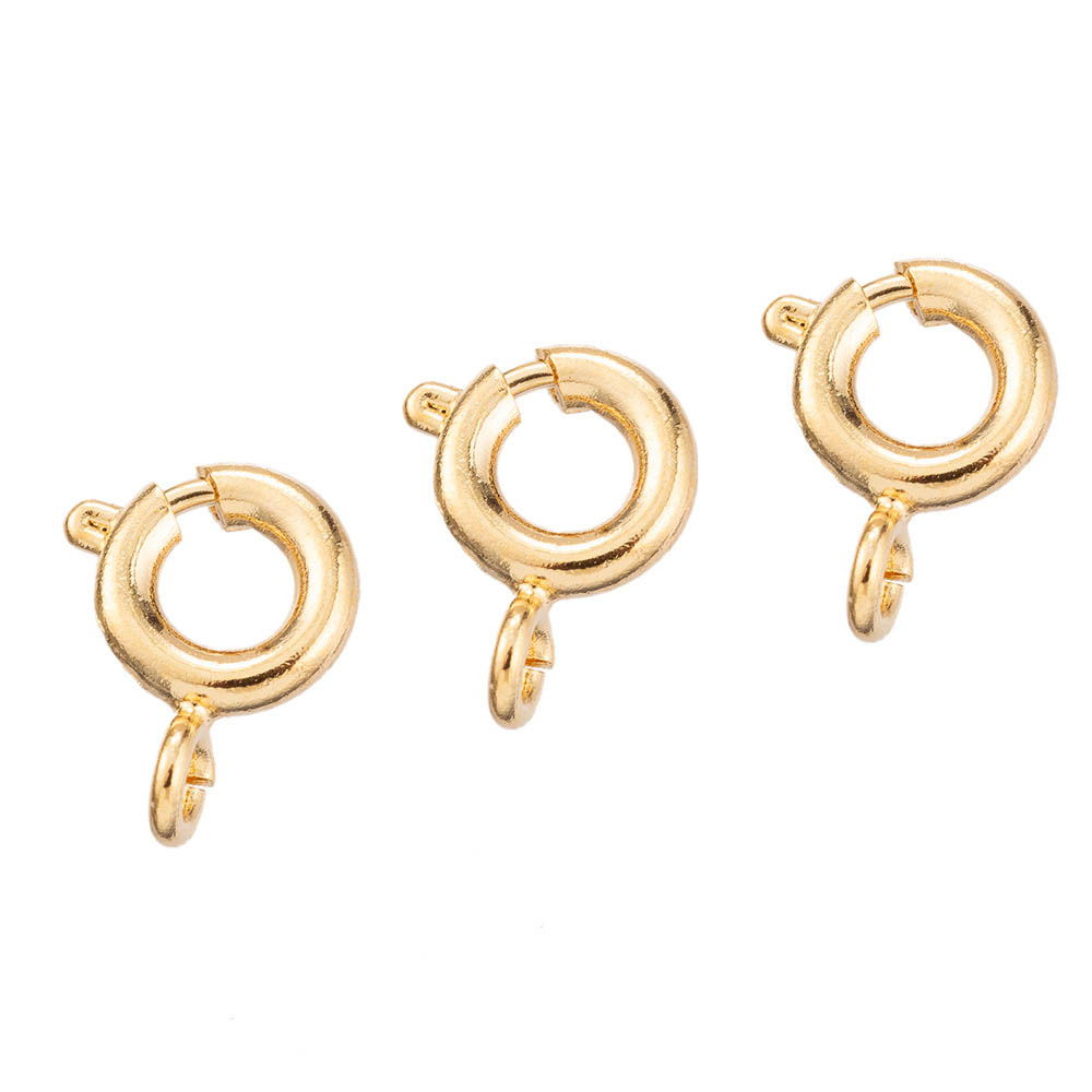 Fiasrel 6mm 20pcs Jewelry Findings DIY Gold Brass Spring Clasp