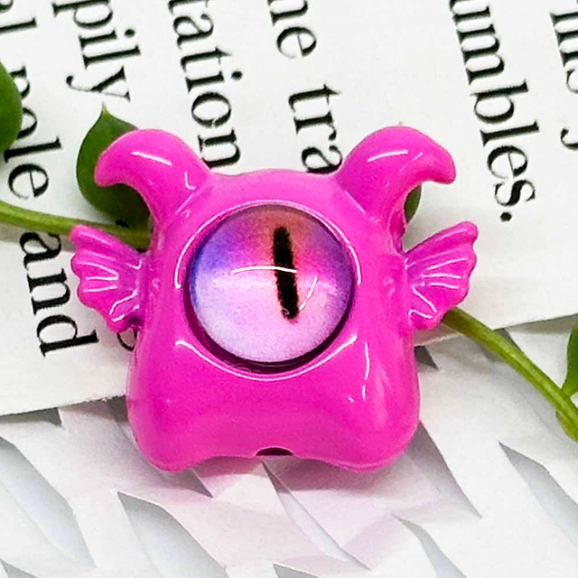 Fiasrel 10pcs Alloy Painted Metal Fashion Beadss Small Cyclops Charms Beads for DIY Jewelry Making