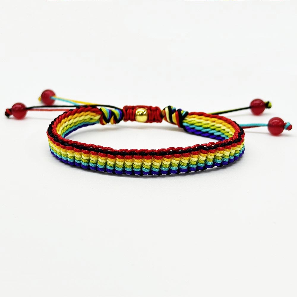 Fiasrel Rainbow Bracelet Handmade Colorful Rope Cord Woven Adjustable Friendship Bracelet
