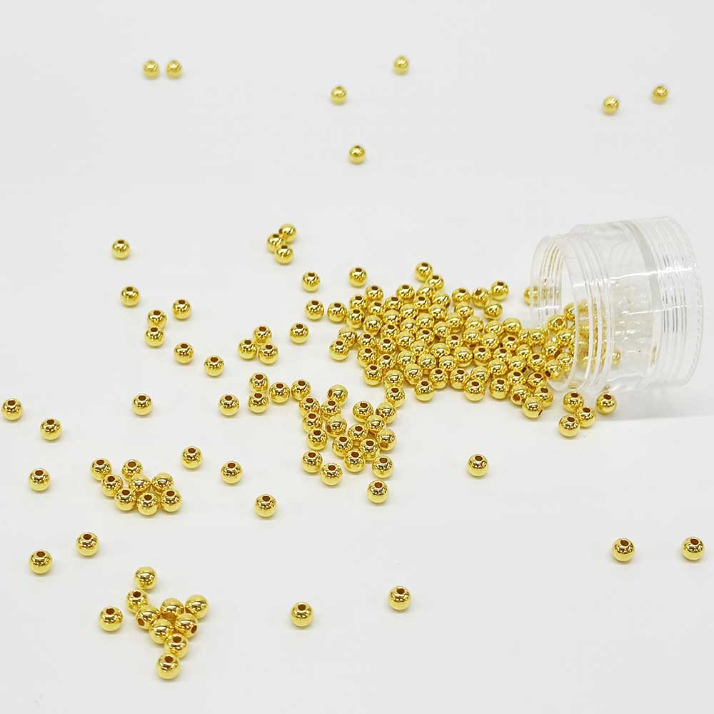 Fiasrel 3mm-10mm Golden Plated Loose Spacer Beads Vacuum Plating Plastic Beads for Jewelry Making