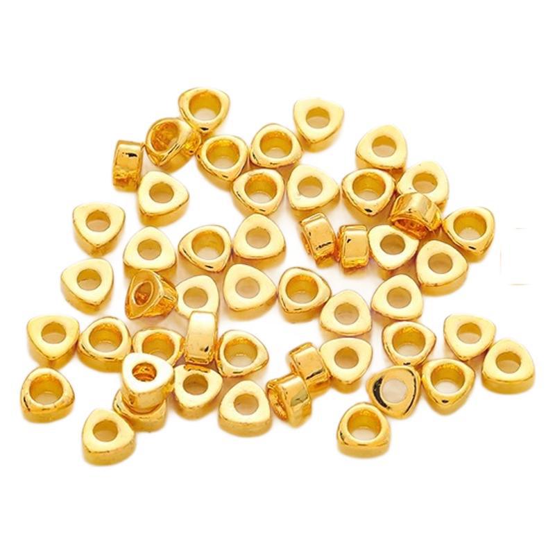 Fiasrel 50pcs Gold-filled Loose Beads Accessories DIY Handmade Triangle Bracelet Beaded Spacer for Jewelry Making
